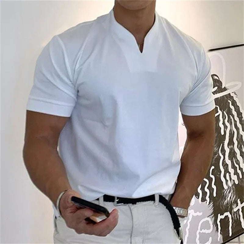 🏋️ Camiseta deportiva de algodón con cuello en V para hombre: ideal para entrenar y el tiempo libre