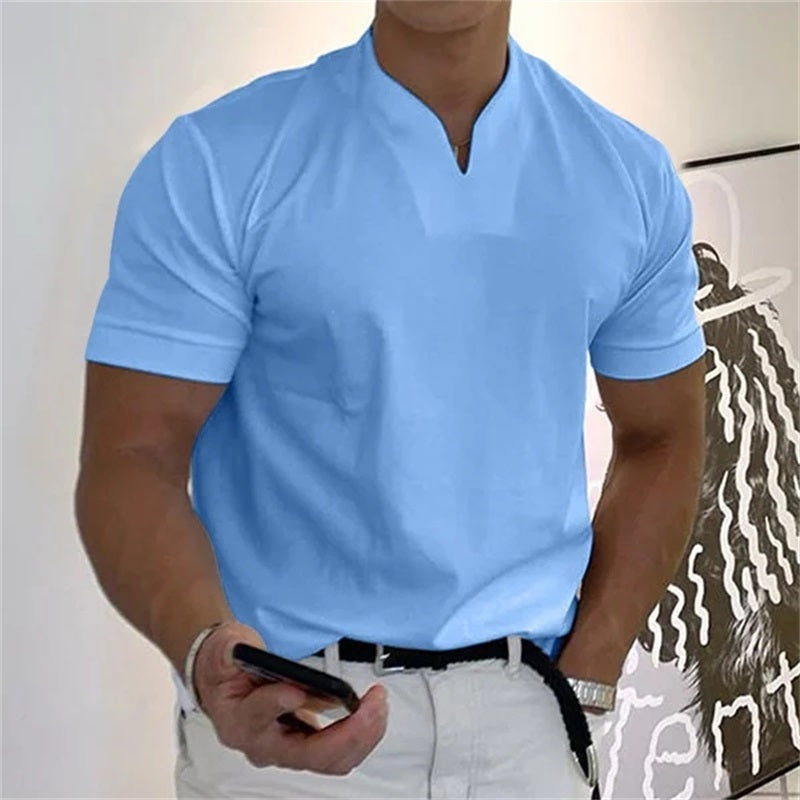 🏋️ Camiseta deportiva de algodón con cuello en V para hombre: ideal para entrenar y el tiempo libre