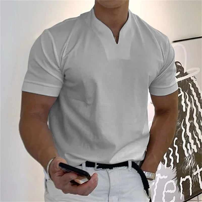 🏋️ Camiseta deportiva de algodón con cuello en V para hombre: ideal para entrenar y el tiempo libre