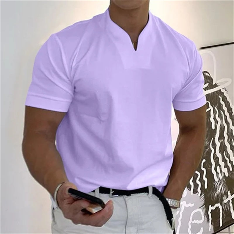 🏋️ Camiseta deportiva de algodón con cuello en V para hombre: ideal para entrenar y el tiempo libre