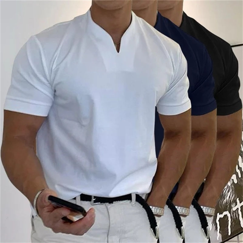 🏋️ Camiseta deportiva de algodón con cuello en V para hombre: ideal para entrenar y el tiempo libre